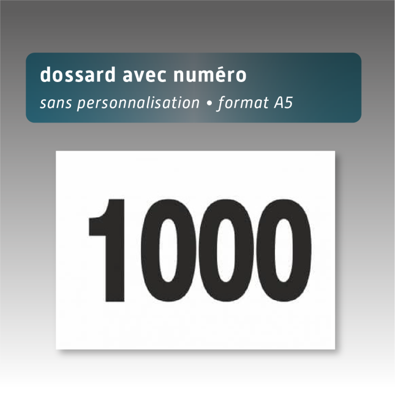 Dossard A5 Tyvek avec numéro sans personnalisation